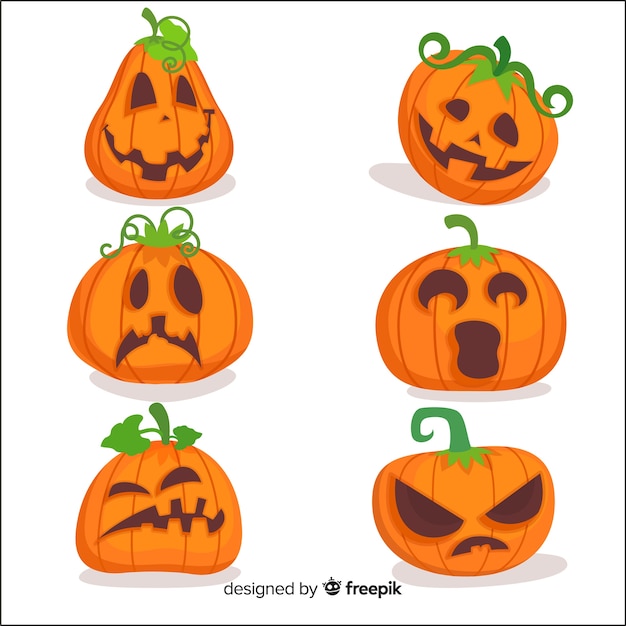 Kolekcja dynie halloween w płaskiej konstrukcji