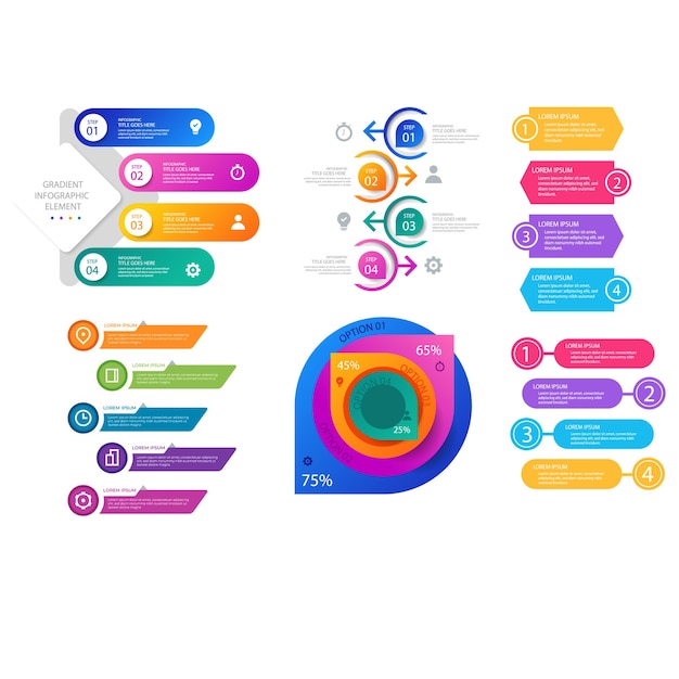 Kolekcja element gradientu infographic