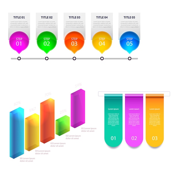 Kolekcja element gradientu infographic