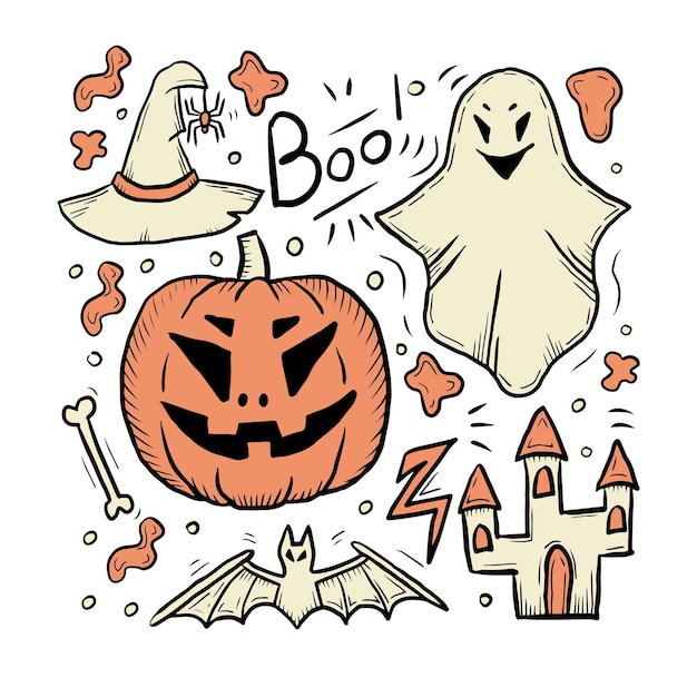 Kolekcja Elementów Doodle Halloween