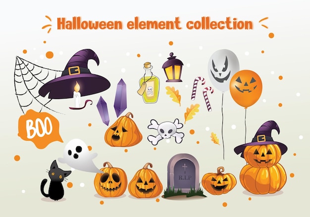 Kolekcja Elementów Halloween Premium Vector