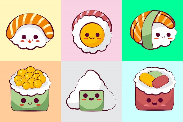 Kolekcja Elementów Sushi Kawaii