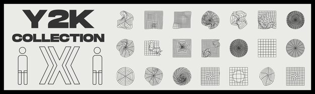 Kolekcja Elementów Y2k Duża Kolekcja Abstrakcyjnych Graficznych Symboli Geometrycznych Nowoczesne Formy Abstrakcyjne