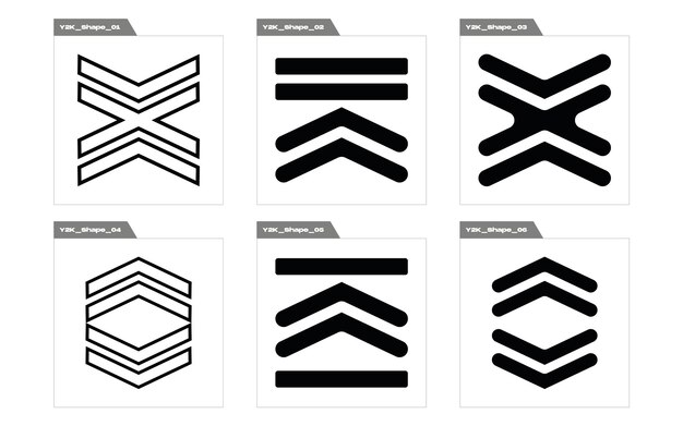 Kolekcja elementów Y2K Duża kolekcja abstrakcyjnych graficznych symboli geometrycznych Szablony plakatów z notatkami