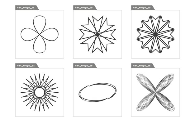 Kolekcja Elementów Y2k Modne Figury Geometryczne Postmodernistyczne Elementy Do Dekoracji Graficznej