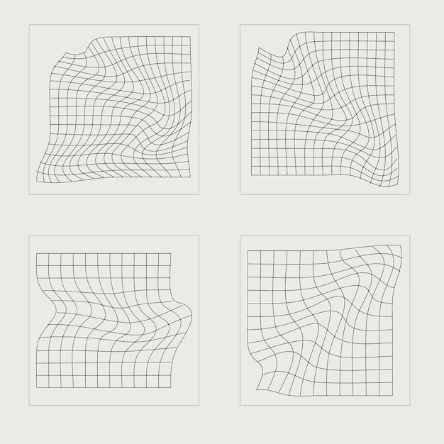 Kolekcja elementów Y2K Modne geometryczne postacie postmodernistyczne Elementy Cyberpunk