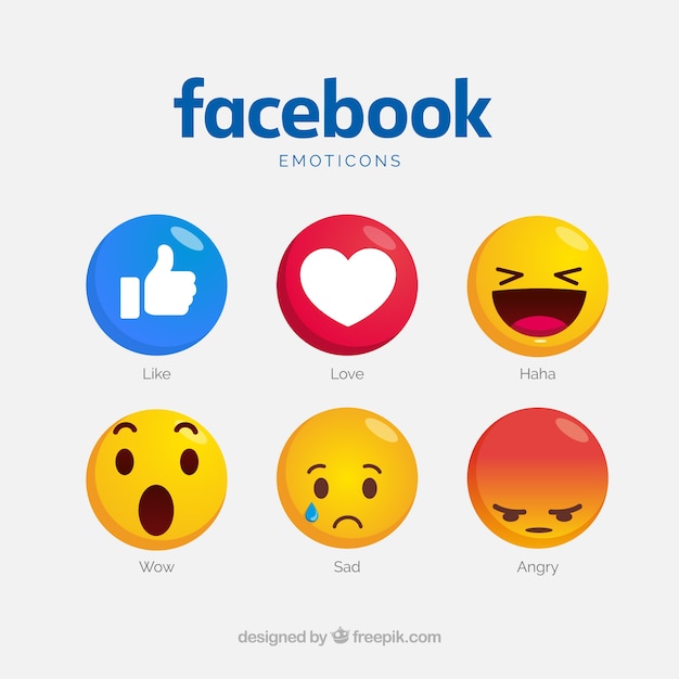 Kolekcja emotikonów Facebook z różnymi twarzami