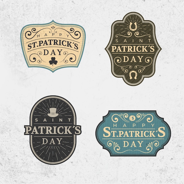 Plik wektorowy kolekcja etykiet vintage saint patrick's day