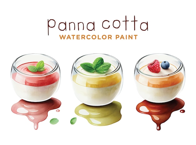 Plik wektorowy kolekcja farb akwarelowych panna cotta