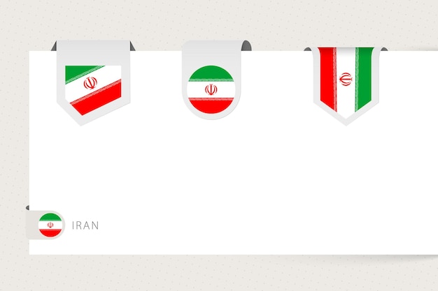 Kolekcja Flag Etykiet Iranu W Innym Kształcie Szablon Flagi Wstążki Iranu