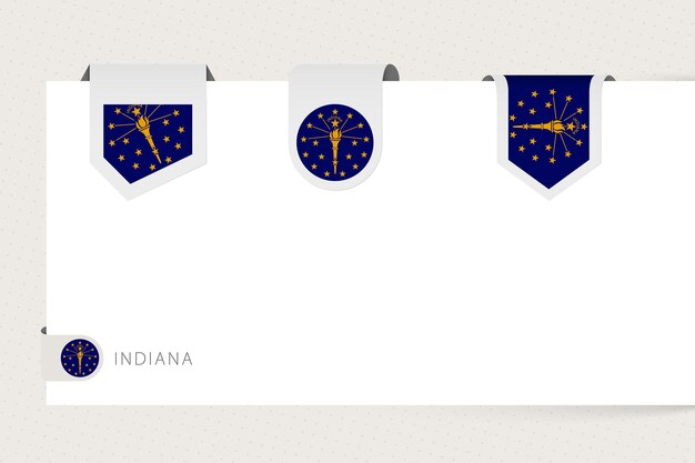 Kolekcja Flag Etykiet Stanu Usa Indiana W Innym Kształcie Szablon Flagi Wstążki Indiana