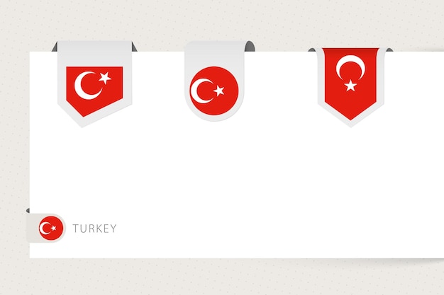 Kolekcja Flag Etykiet Turcji W Innym Kształcie Szablon Flagi Wstążki Turcji