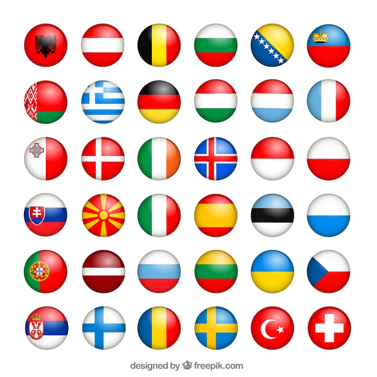 Wektor kolekcja flag europejskich