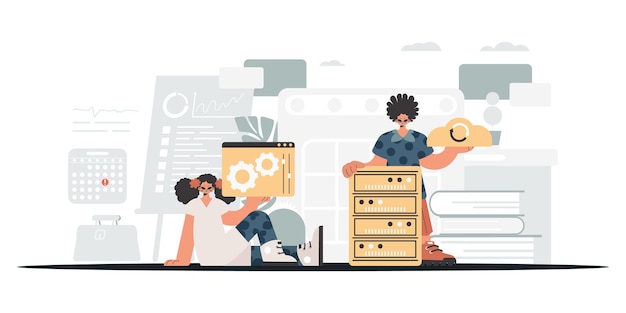 Kolekcja gwiazd SEO Synchronizacja i bezpieczeństwo koncepcji pojemności informacji Modny styl ilustracji wektorowych