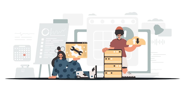 Kolekcja gwiazd SEO Synchronizacja i bezpieczeństwo koncepcji pojemności informacji Modny styl ilustracji wektorowych