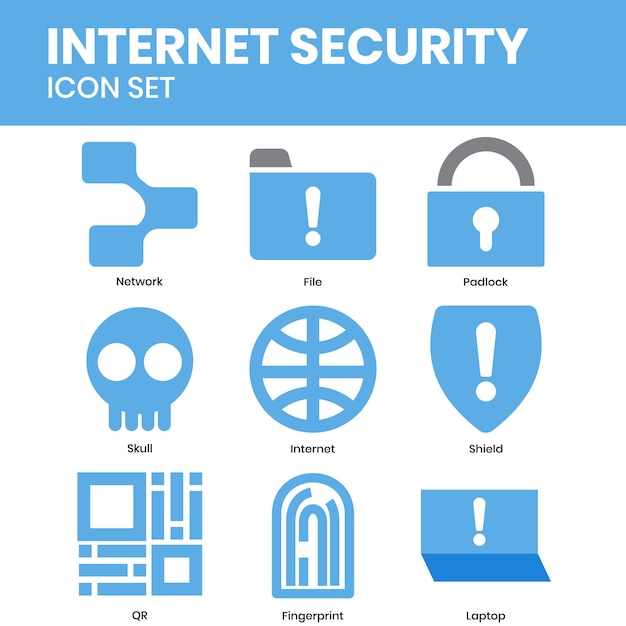 Kolekcja Ikon Bezpieczeństwa Internetowego Może Być Używana Do Druku Cyfrowego I Drukowania