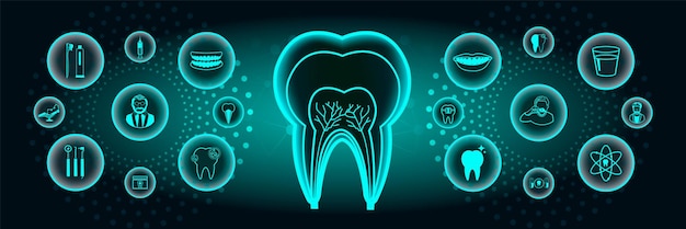 Plik wektorowy kolekcja ikon dentystycznych banner