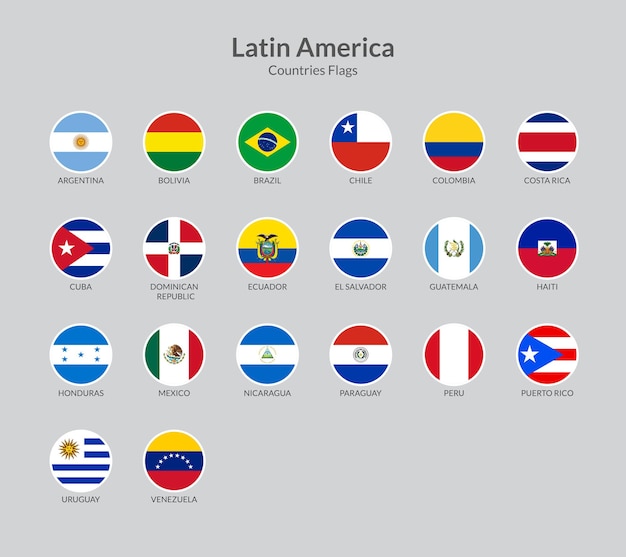 Kolekcja ikon flag krajów Ameryki Łacińskiej