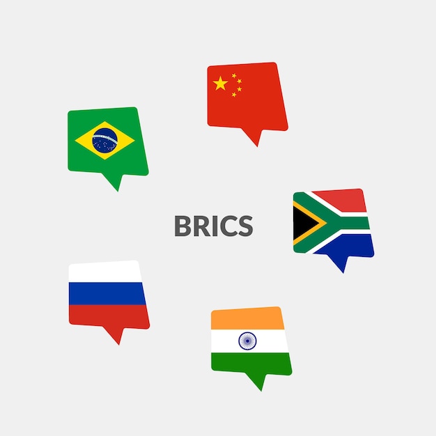 Kolekcja Ikon Flagi Krajów Brics Na Czacie