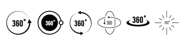 Kolekcja Ikon Obrotu Wektorowego O 360 Stopni Ikony Wektorowe Dla Aplikacji Multimedialnej