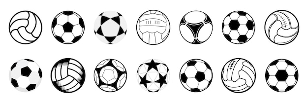 Kolekcja Ikon Piłki Gra Sportowa Piłka Nożna Siatkówka Piłka Nożna Kolekcja Kulek Zestaw Różnych Ikon Kulki Gry
