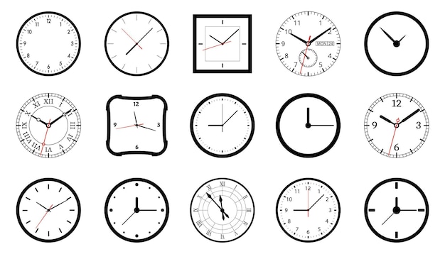 Kolekcja Ikon Zegara Zestaw Różnych Ikon Zegara Czasu Ikona Zegarka Zegara