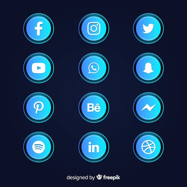 Plik wektorowy kolekcja ikony gradientu mediów społecznościowych