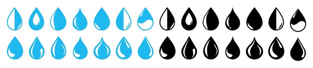 Plik wektorowy kolekcja ikony kropli wody ikony kształtów kropli zestaw symbole wody wektor