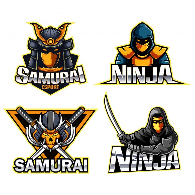 Kolekcja Ilustracji Logo Ninja I Samurai