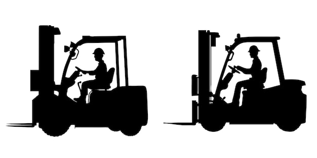 Kolekcja ilustracji wektorowej sylwetki wózka widłowego zestaw sylwetki Happy Labor Day
