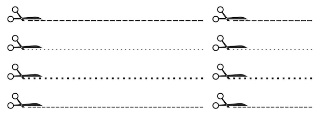Kolekcja Ilustracji Wektorowych Nożyczek Z Wyciętymi Kropkowanymi Liniami