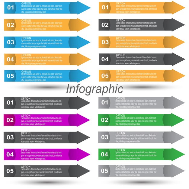 Plik wektorowy kolekcja infografik z krokami i opcjami baner dla projektowania biznesu i szablonu strony internetowej