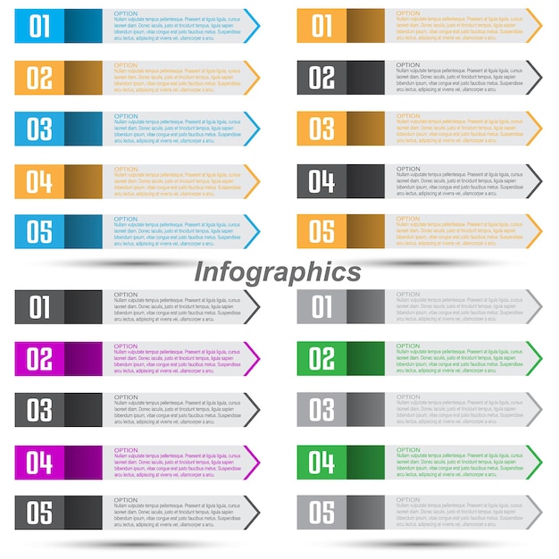 Plik wektorowy kolekcja infografiki z krokami i banerem opcji do projektowania biznesowego i szablonu strony internetowej