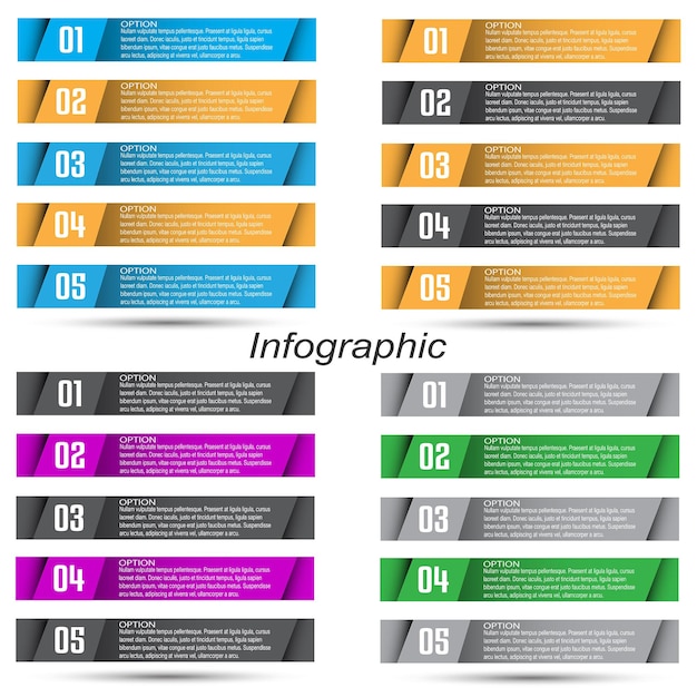 Kolekcja infografiki z krokami i opcjami, banerem do projektowania biznesowego i szablonem strony internetowej