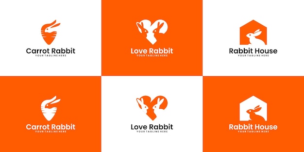Kolekcja Inspiracji Do Projektowania Logo Królika Miłości, Domu Królika I Sklepu Zoologicznego