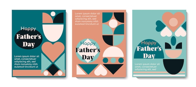 Kolekcja Kart Okolicznościowych Happy Father's Day Z Abstrakcyjnym Geometrycznym Wzorem Proste Nowoczesne Tło