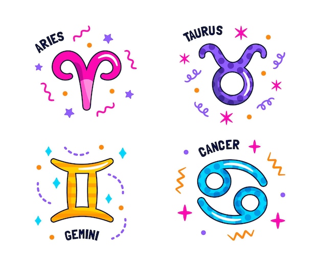 Kolekcja kolorowe znaki zodiaku