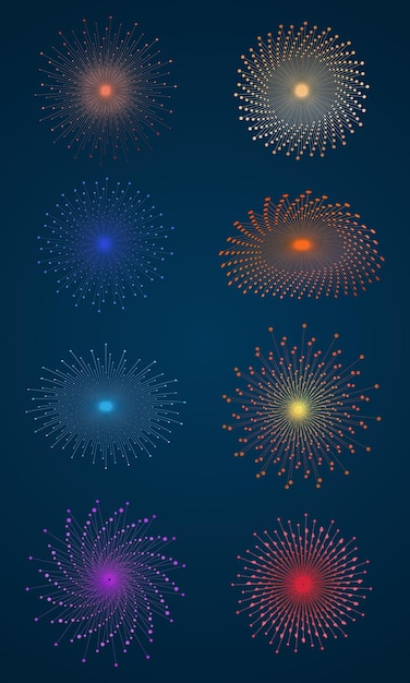 Kolekcja kolorowych fajerwerków Ilustracja wektorowa