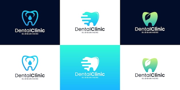 Kolekcja Koncepcji Logo Kliniki Dentystycznej Szablon Symbolu Logo Zęba