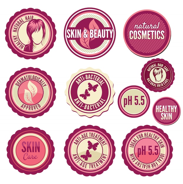 Kolekcja kosmetyków etykiet i odznak