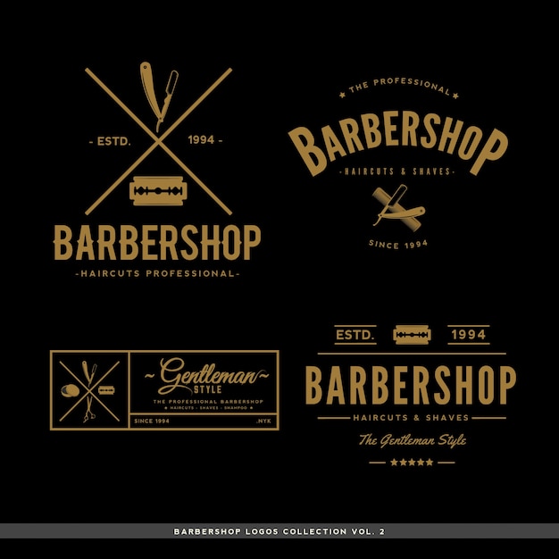 Plik wektorowy kolekcja logo barbershop