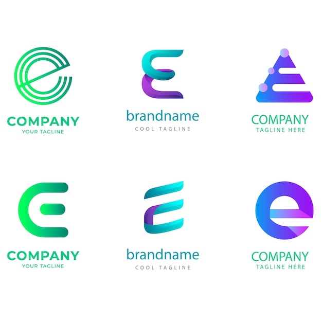 Kolekcja logo Creative Gradient E