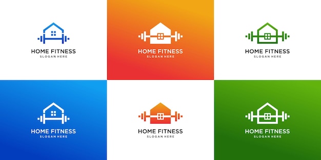 Kolekcja Logo Domu Fitness Z Gradientowym Kolorem