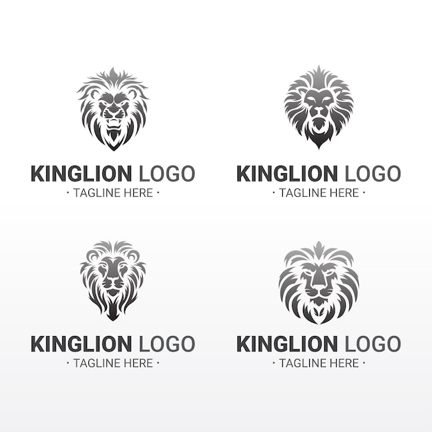 Plik wektorowy kolekcja logo firmy z kształtem głowy lwa jako tożsamości