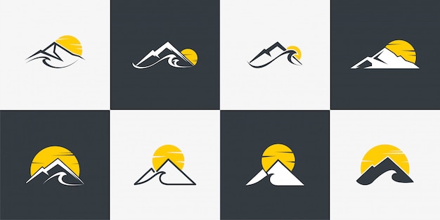Kolekcja Logo Górskich Z Unikalną Koncepcją, Górą, Grafiką, Konspektem