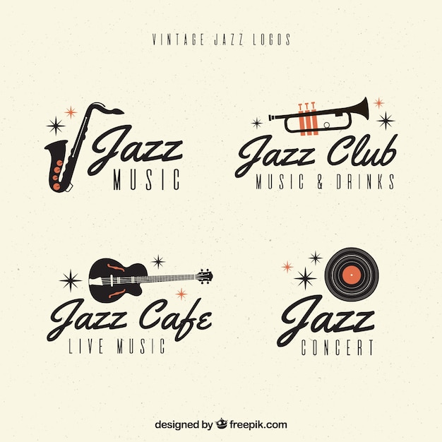 Kolekcja logo Jazz w stylu vintage
