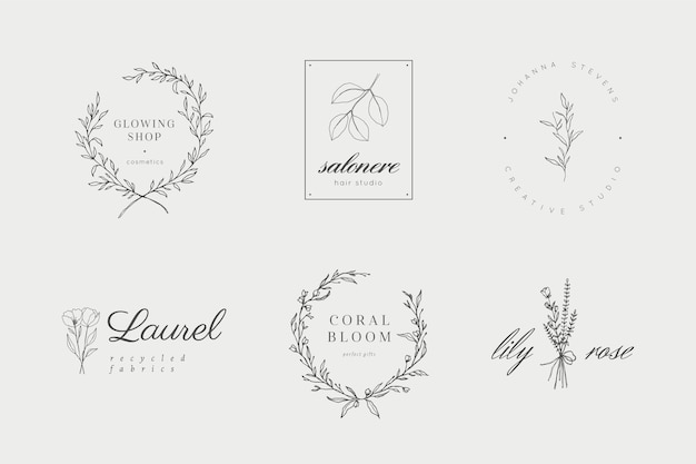 Plik wektorowy kolekcja logo kwiatowych i botanicznych