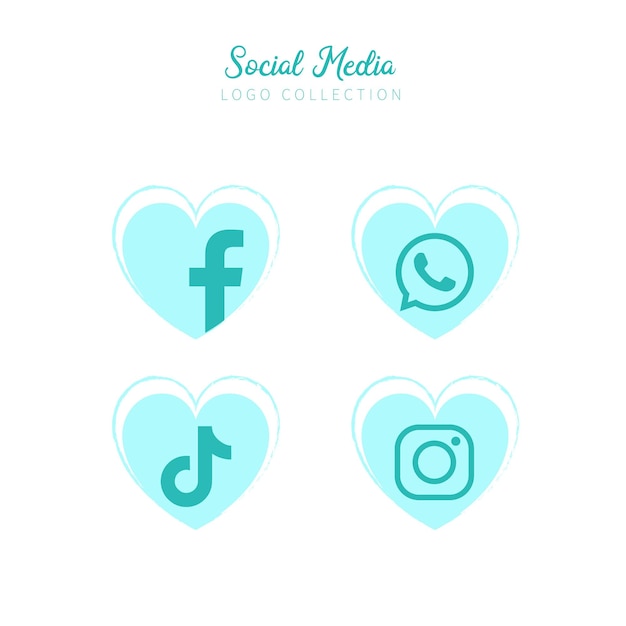 Kolekcja logo mediów społecznościowych z Facebook, WhatsApp, Instagram, Vector