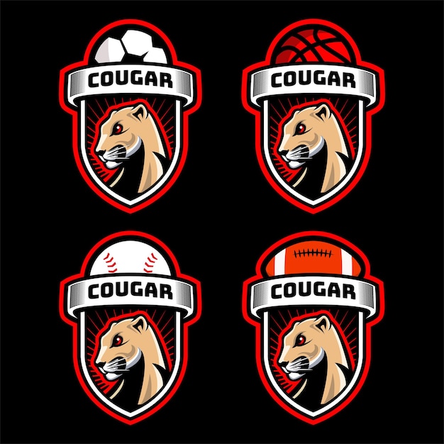 Kolekcja Logo Odznaki Sportowej Głowy Cougar