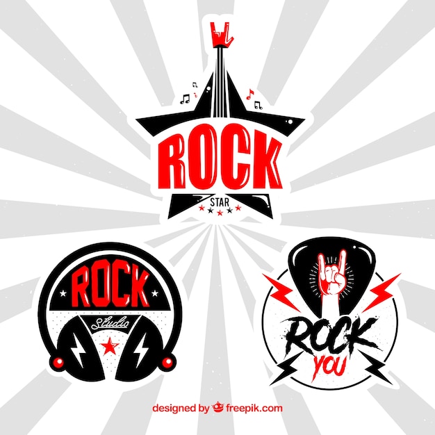 Kolekcja Logo Rock Z Płaskim Wzorem